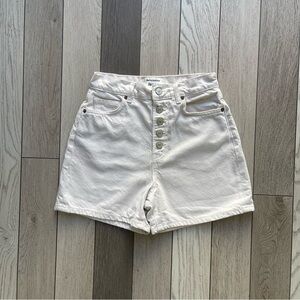 Reformation Amy Buttom Fly High Rise Jean Shorts bone color